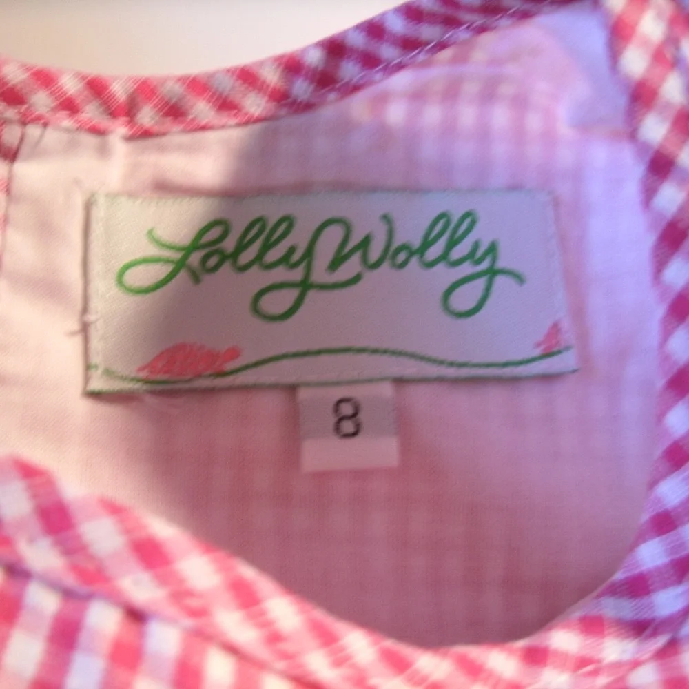 Lolly Wolly Doodle Girls Bishop Top Pink Gingham Short Sleeves Flowy 8 New